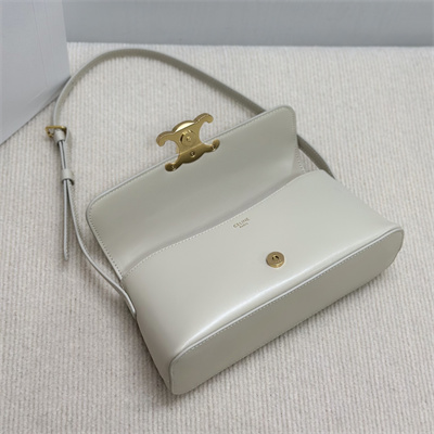 Ce**e triomphe shoulder bag in shiny calfskin rice color