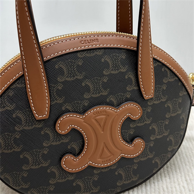 Ce**e oval bag in triomphe canvas and calfskin
