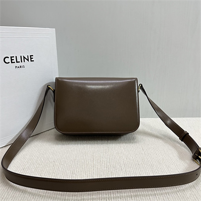 Ce**e classique triomphe bag in shiny calfskin dk brown color