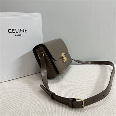 Ce**e classique triomphe bag in shiny calfskin dk brown color