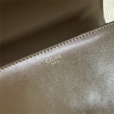 Ce**e classique triomphe bag in shiny calfskin dk brown color