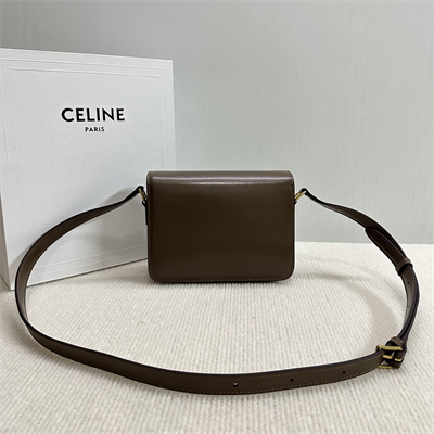 Ce**e teen triomphe bag in shiny calfskin dk brown color