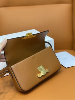 Ce**e triomphe shoulder bag in shiny calfskin brown color