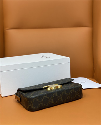 Ce**e triomphe shoulder bag in triomphe canvas and calfskin tan