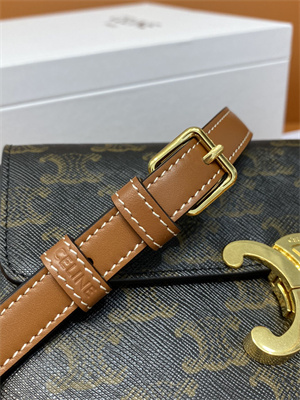 Ce**e triomphe shoulder bag in triomphe canvas and calfskin tan