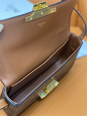Ce**e triomphe shoulder bag in triomphe canvas and calfskin tan