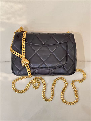 Ch*el mini flap bag lambskin gold tone metal black as3828