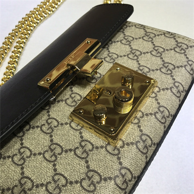 gu.cci padlock small shoulder bag gg S*p*e canvas black 409487