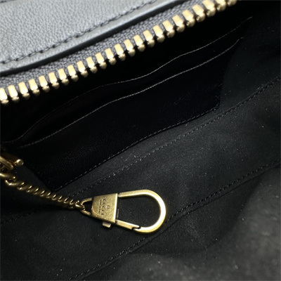 Gu.cci GG Marmont Half-Moon Mini Leather Shoulder Bag Black 770983