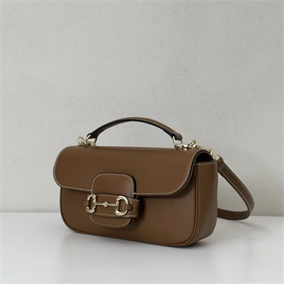 Gu.cci Horsebit 1955 Soft small top handle bag Brown Leather 815206