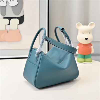 Lindy Bag Calfskin Leather 26/30CM Gold/Silver Tone Metal In Jean Blue Color