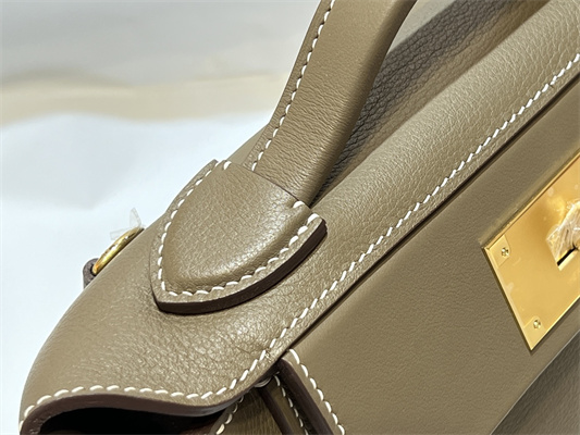 H**mes 2424 mini bag evercolor/ swift leather gold/silver tone metal etoupe color hs