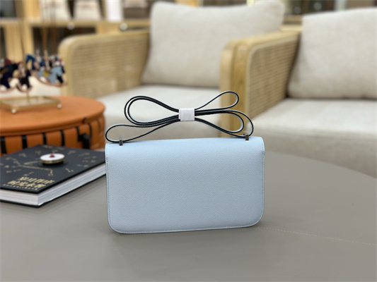 Constance Elan Epsom Leather Gold/Silver Tone Hardware Blue Brume Color HS(With Mirror)