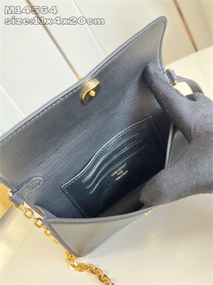 L.V Wallet On Chain LV Bloom Calfskin Leather Black M14564