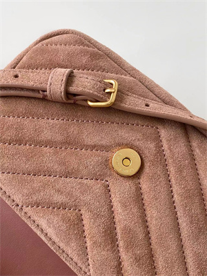 Y.S.L COLLEGE Mini BAG IN QUILTED Suede Leather Gold Tone Metal Pink Color