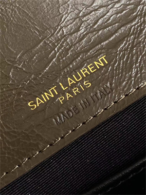 Y.S.L COLLEGE Mini Chain BAG IN Shiny Crackled Gold Tone Metal Green