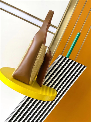 Y.S.L LE 5 A 7 SMALL HOBO BAG In Brown Leather & Raffia