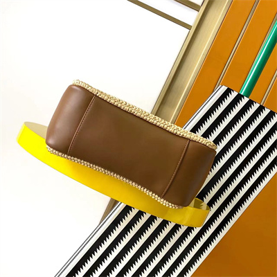 Y.S.L LE 5 A 7 SMALL HOBO BAG In Brown Leather & Raffia