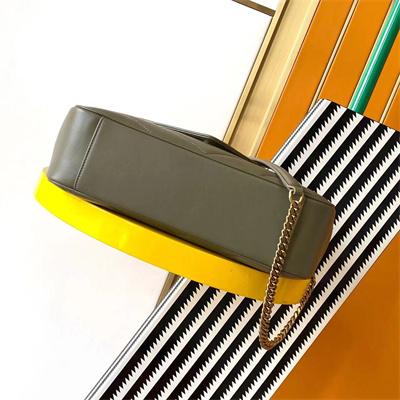 Y.S.L LOULOU Medium in MATELASSÉ lambskin Gold Tone Metal Dk Strong Moss