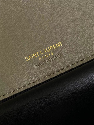 Y.S.L LOULOU Small in MATELASSÉ lambskin Gold Tone Metal Dk Strong Moss