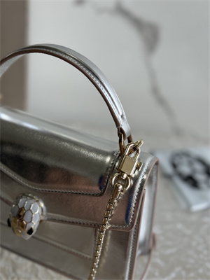 B*l*ai serpenti forever mini top handle bag calfskin leather silver color 293666