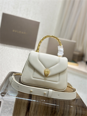 B*l*ai serpenti reverse top handle bag calfskin leather white color 292128