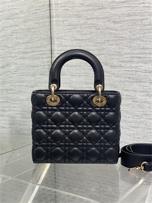 cd small lady di.or my abcD*or bag cannage lambskin gold tone metal with pearl charm black