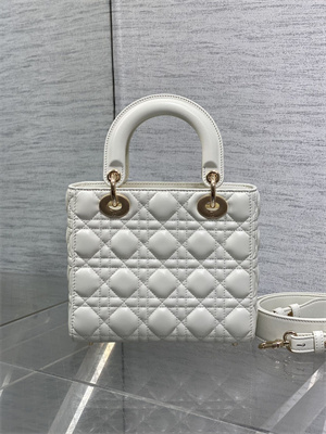 cd small lady di.or my abcD*or bag cannage lambskin gold tone metal with pearl charm white