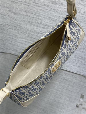 cd 30 montaigne wanderlust mini bag blue D*or oblique chambray with raffia effect and light biscuit smooth calfskin