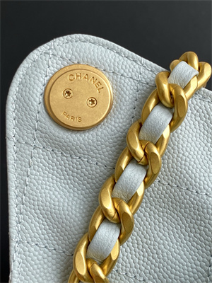 Ch*el 25 medium handbag grained calfskin gold tone metal blue as5311