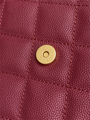 Ch*el 25 medium handbag grained calfskin gold tone metal dk red as5311