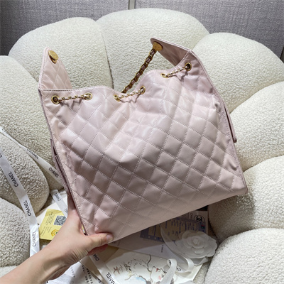 Ch*el 25 medium handbag grained calfskin gold tone metal pink as5311