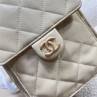 Ch*el 25 medium handbag grained calfskin gold tone metal beige as5311