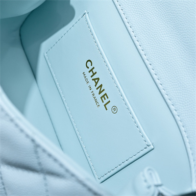 Ch*el 25s mini top handle bag gold tone metal blue as4591