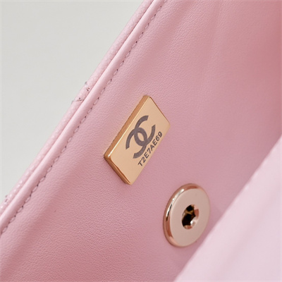 Ch*el 25s mini top handle bag gold tone metal pink as4591