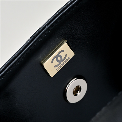 Ch*el 25s mini top handle bag gold tone metal black as4591