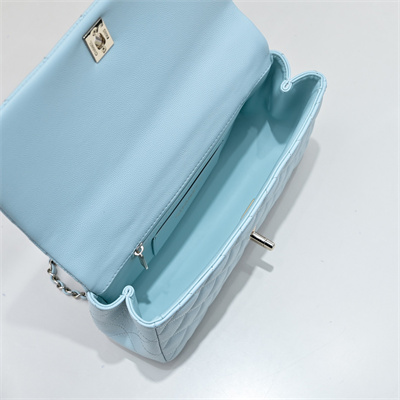 Ch*el 25s top handle bag gold tone metal blue as5554