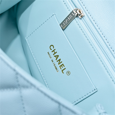 Ch*el 25s top handle bag gold tone metal blue as5554