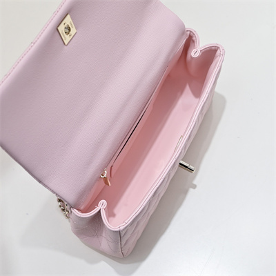 Ch*el 25s top handle bag gold tone metal pink as5554