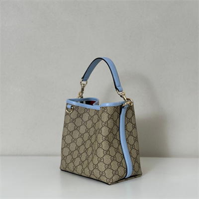 Gu.cci GG Emblem small bucket bag Monogram coated fabric Blue 815118