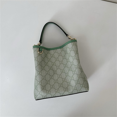 Gu.cci GG Emblem small bucket bag Monogram coated fabric Green 815118