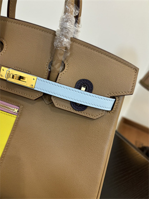 Birkin Colormatic Bag Swift Leather 25/30 Gold/Silver Hardware In CHAI, LIME, MAUVE SYLVESTRE, BLEU BRUME, CASSIS & NATA Color HS