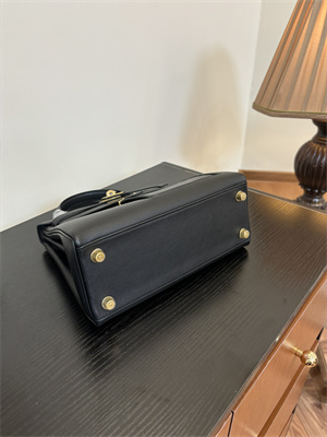 Kelly Colormatic Bag Swift Leather 25/28CM Gold/Silver Hardware In Black Color HS