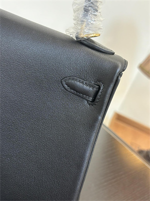 Kelly Colormatic Bag Swift Leather 25/28CM Gold/Silver Hardware In Black Color HS