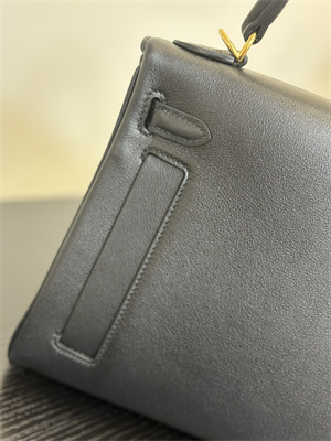 Kelly Colormatic Bag Swift Leather 25/28CM Gold/Silver Hardware In Black Color HS