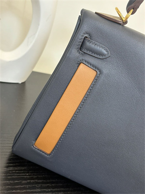 Kelly Colormatic Bag Swift Leather 25/28CM Gold/Silver Hardware In Bleu Marine, Black, Chai, Gold and Etoupe Color HS