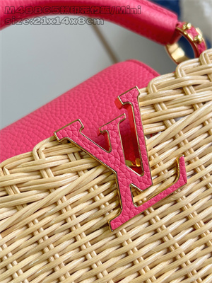L.V Capucines Mini Bag Rattan and cowhide leather Pink M26005