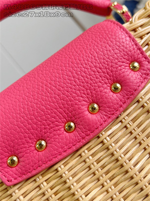 L.V Capucines BB Bag Rattan & Cowhide Leather Pink
