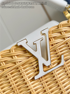 L.V Capucines Mini Bag Rattan and cowhide leather White M26004