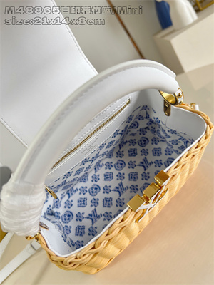 L.V Capucines Mini Bag Rattan and cowhide leather White M26004